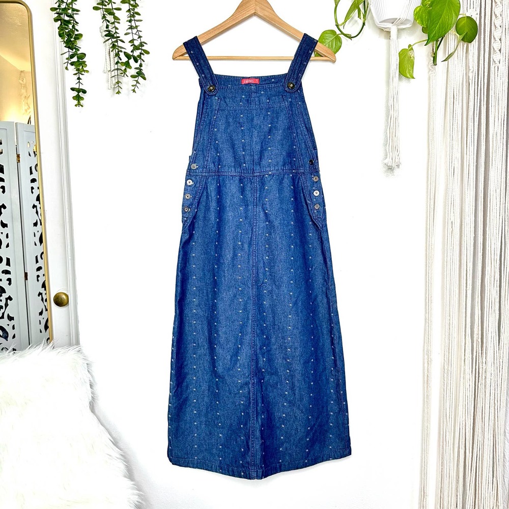 Chambray Cotton Denim Farmers Daughter Navy Overall Midi Dress